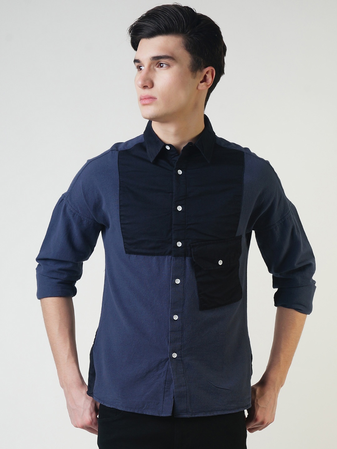

Blue Saint Men Navy Blue Smart Slim Fit Solid Casual Shirt