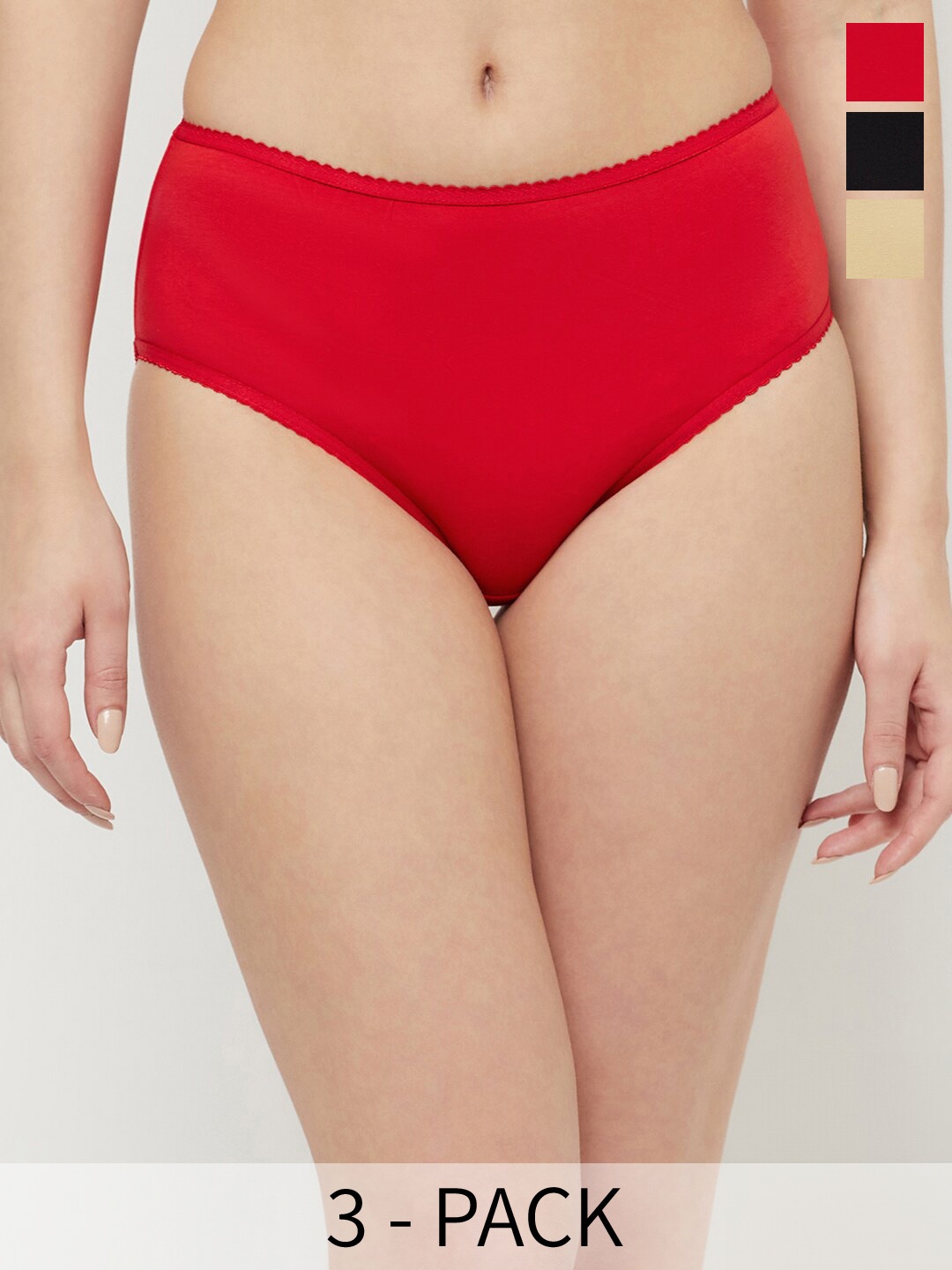 

T.T. Pack Of 3 Mid Rise Hipster Briefs, Red