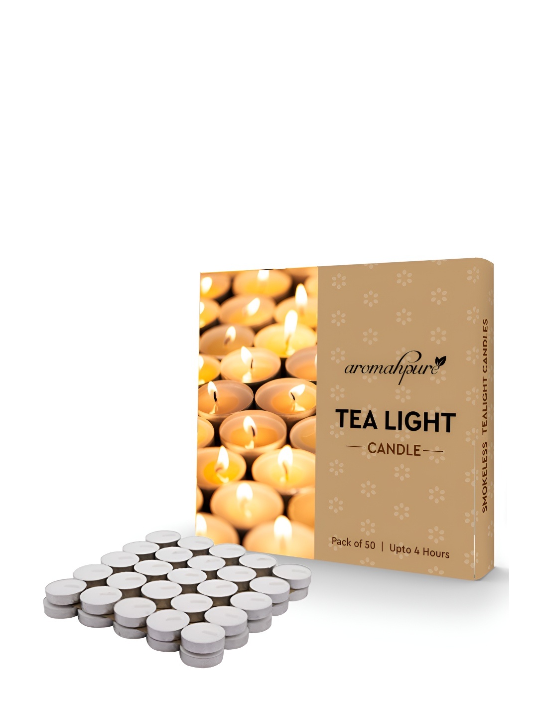 

Aromahpure White 50Pieces Tea Light Candles