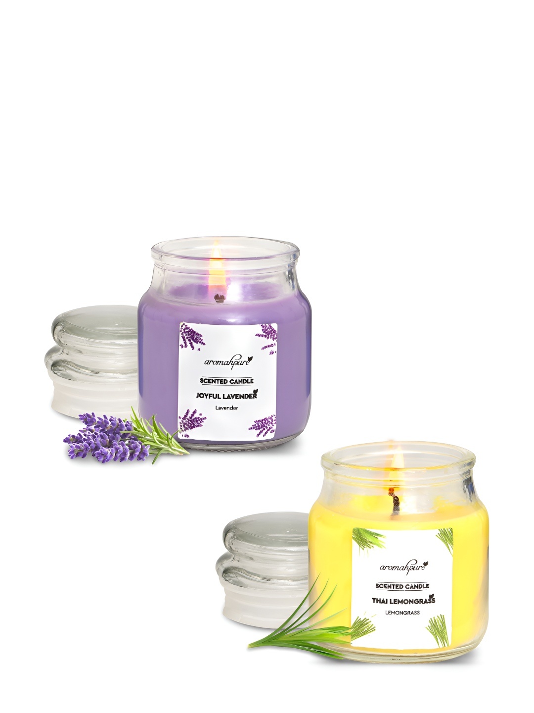 

Aromahpure Yellow & Purple 2Pieces Jar Candles