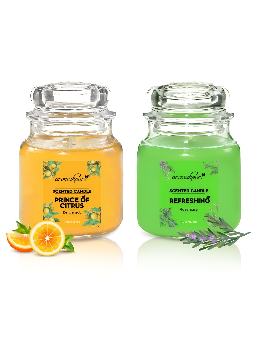 

Aromahpure Orange & Green 2 Pieces Lavender & Frangipani Fragrance Jar Candles