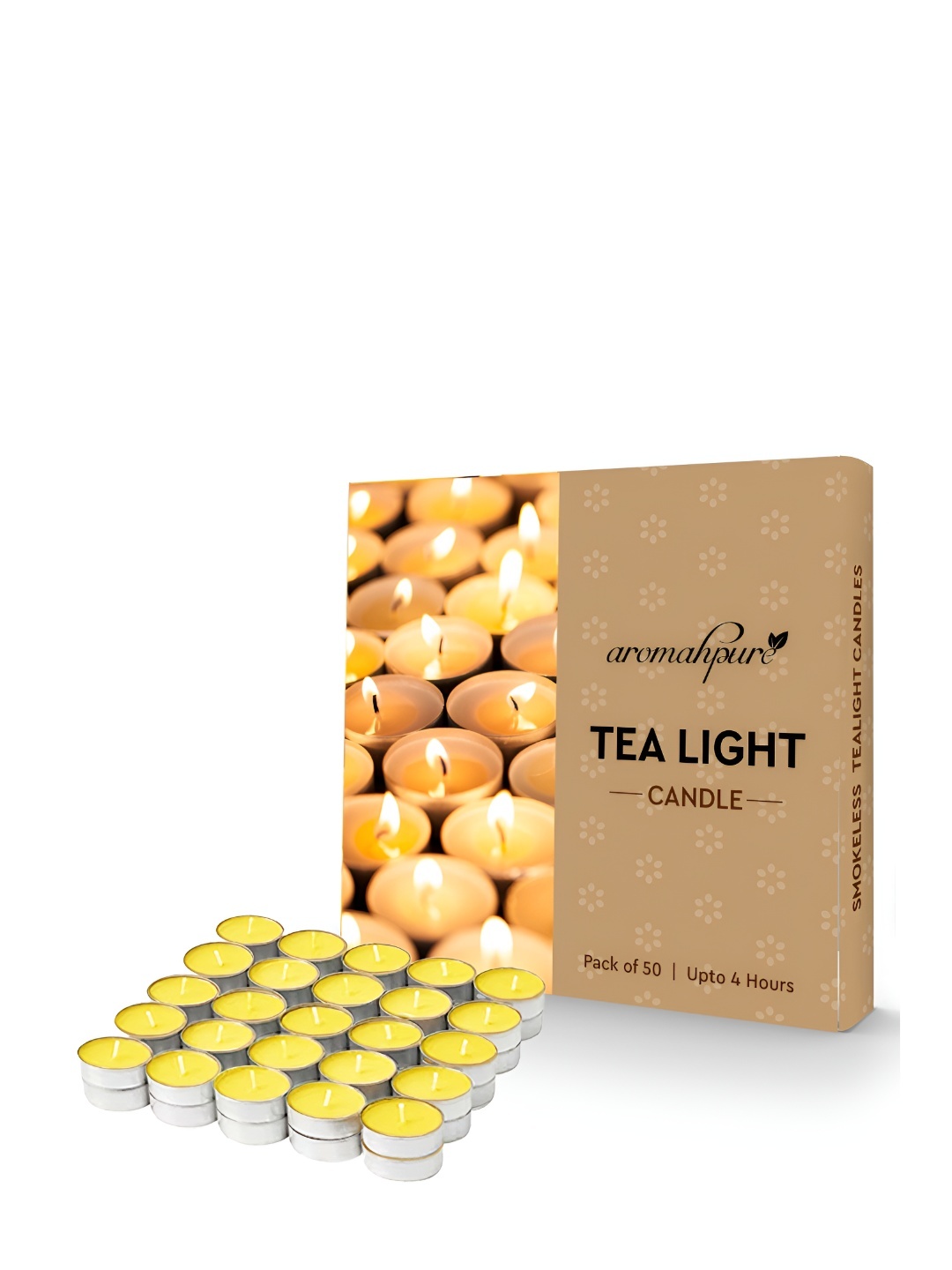 

Aromahpure Yellow 50 Pieces Tea Light Scented Candle