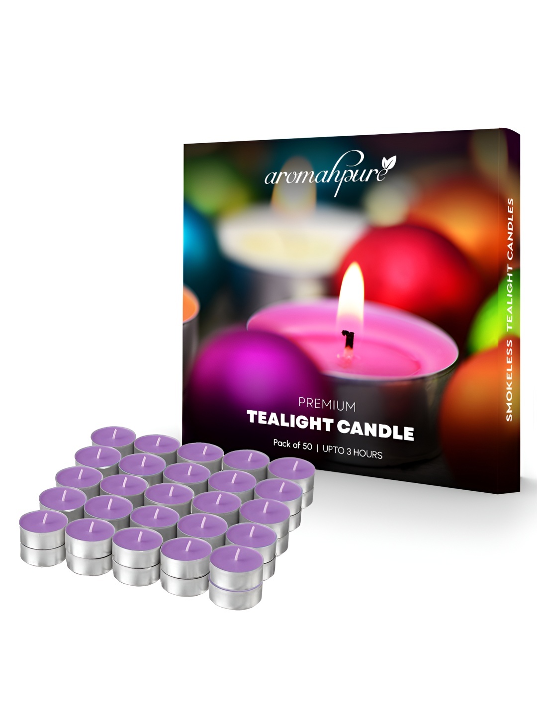 

Aromahpure Purple Tea Light Candle 50 Pieces 3 Hours Burning Time For Home Dcor