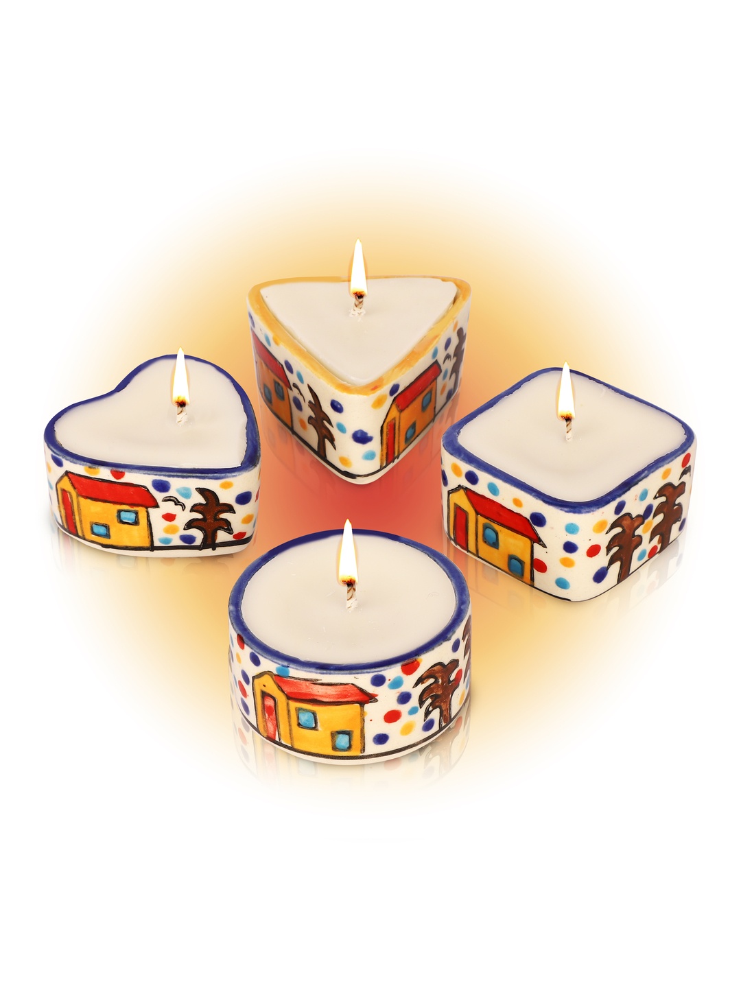 

Aromahpure White Frangipani 4 Pieces Ceramic Jar Candles For Home Dcor