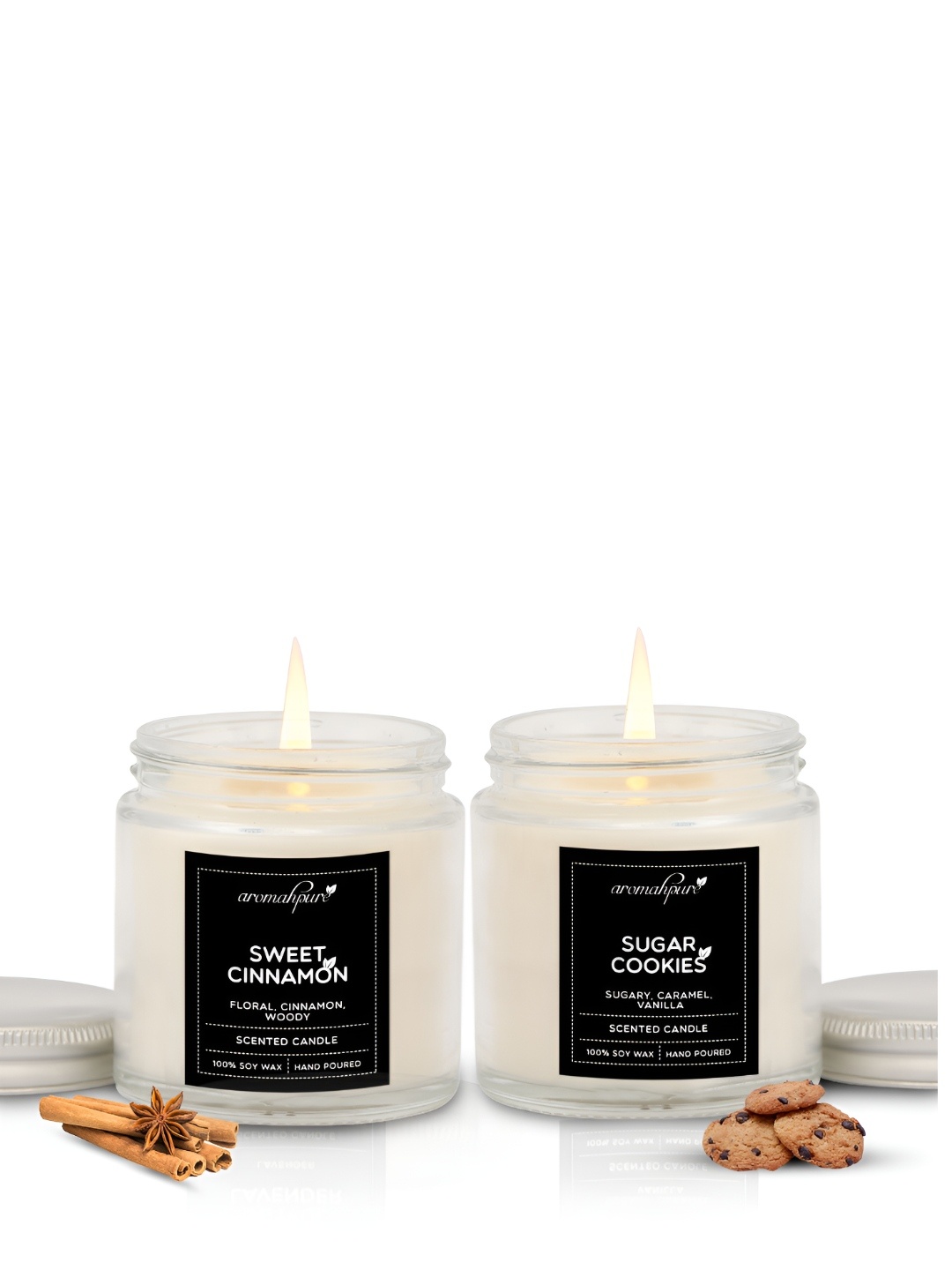 

Aromahpure White 2 Pieces Sweet Cinnamon & Sugar Cookies Fragrance Jar Candles