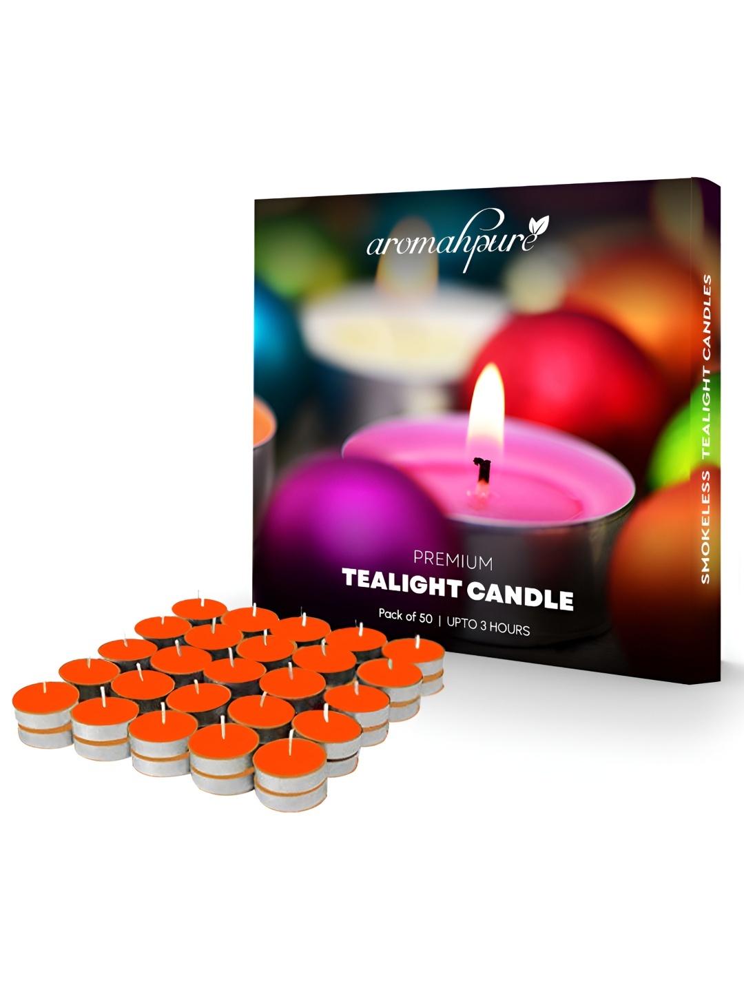 

Aromahpure Orange 50 Pieces Tea Light Scented Candle