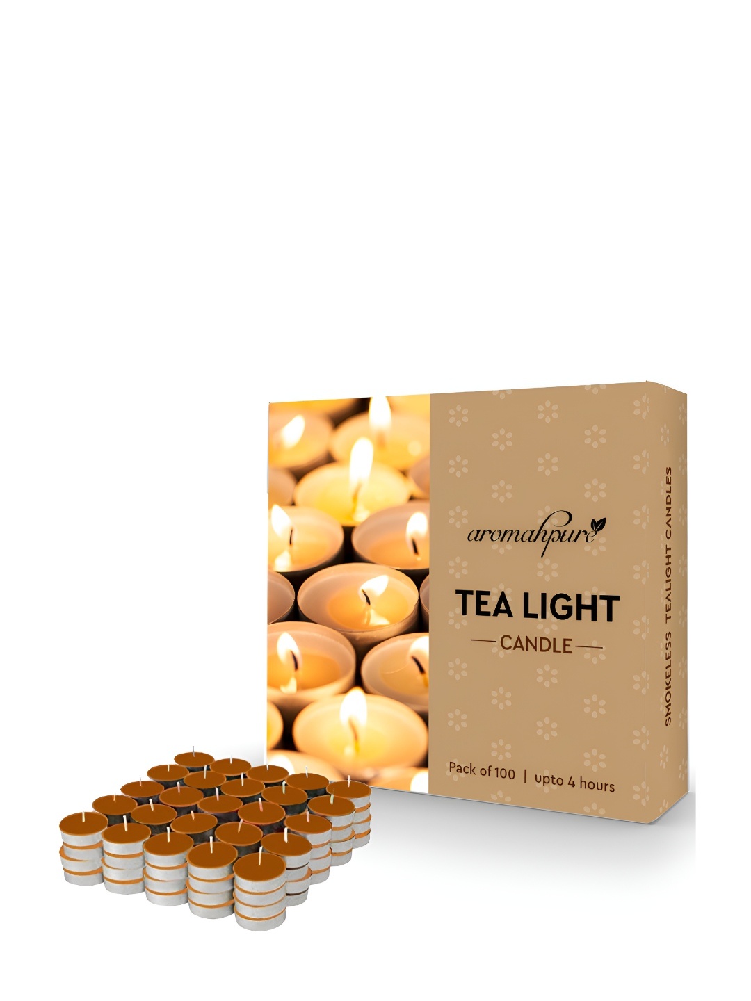 

Aromahpure Brown 100 Pieces Tea Light Scented Candle