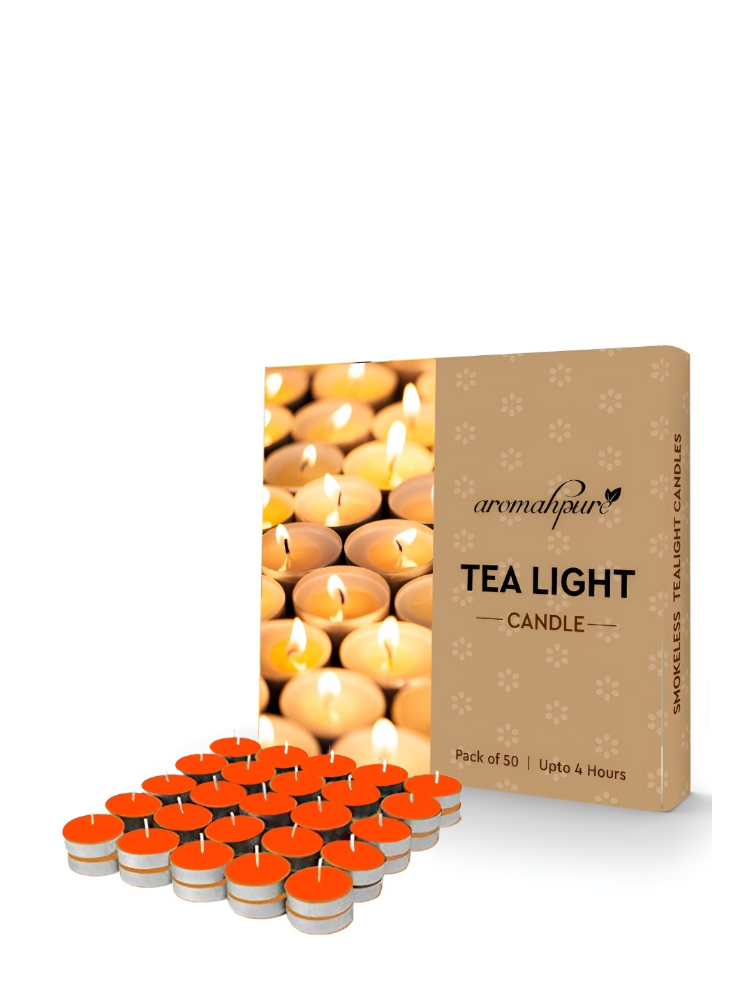 

Aromahpure Orange 50 Pieces Tea Light Scented Candle