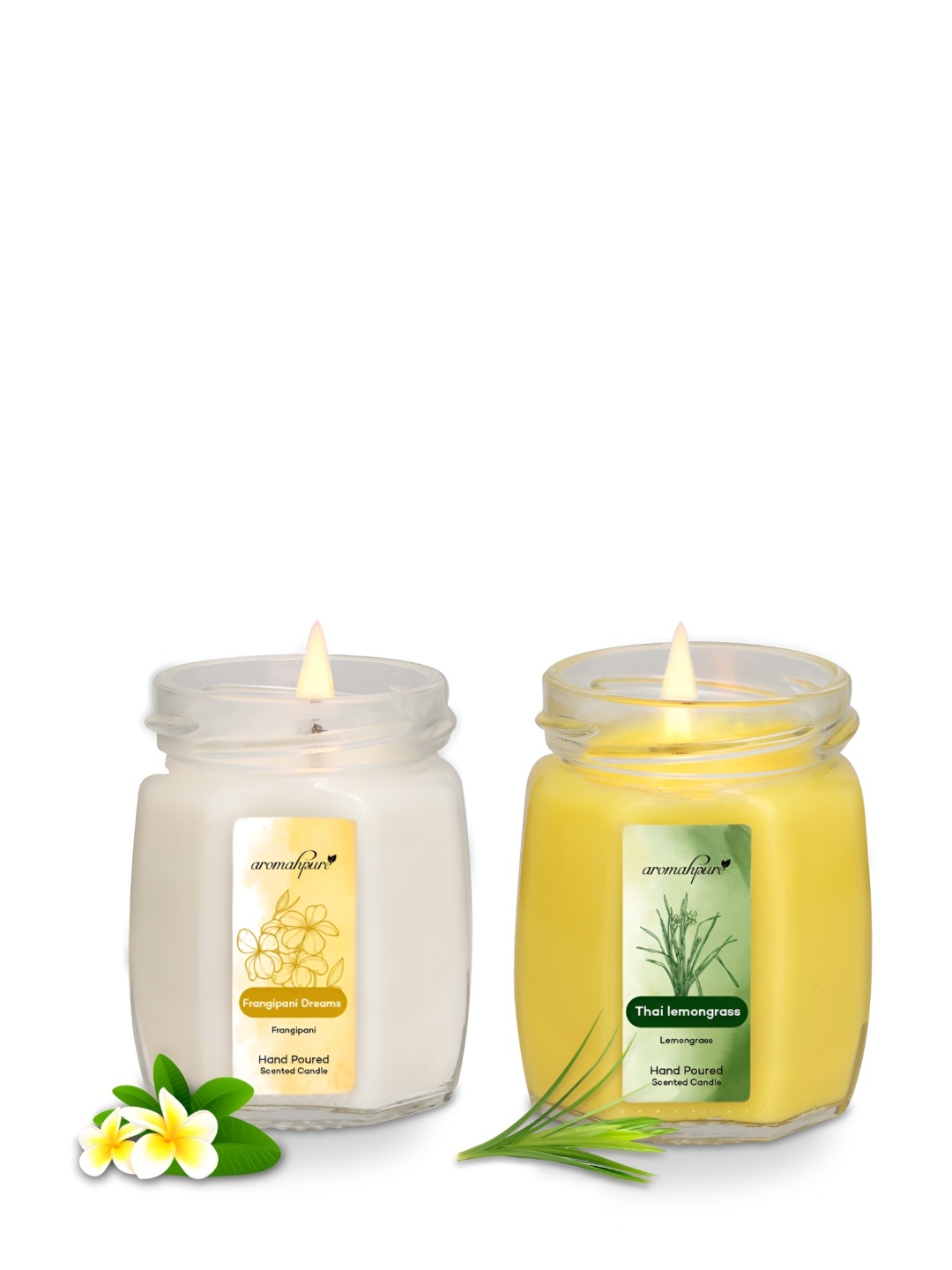 

Aromahpure White & Yellow 2 pieces Frangipani &Lemongrass Candle