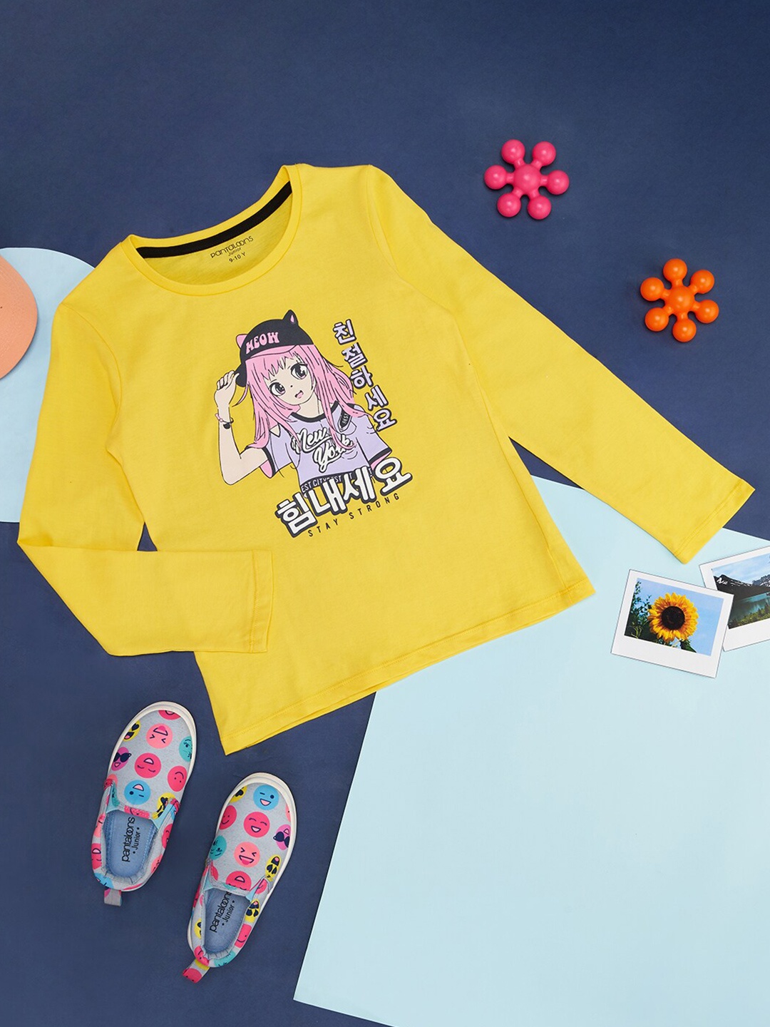 

Pantaloons Junior Girls Graphic Printed Cotton T-shirt, Yellow