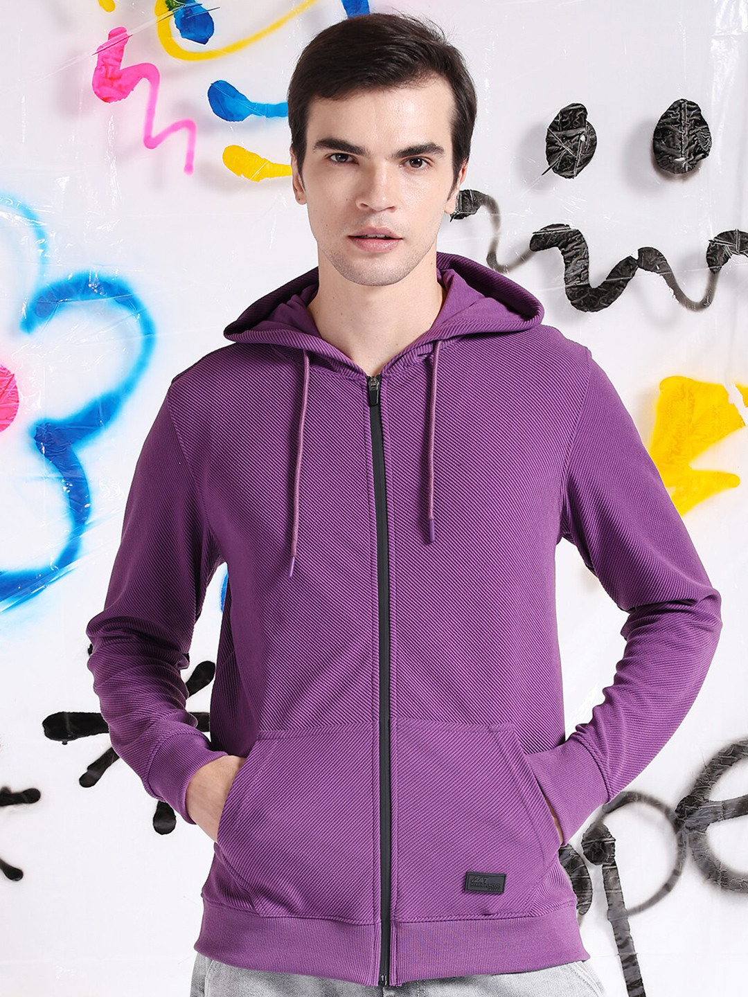 

The Indian Garage Co Long Sleeves Hood Zipfront Sweatshirt, Purple