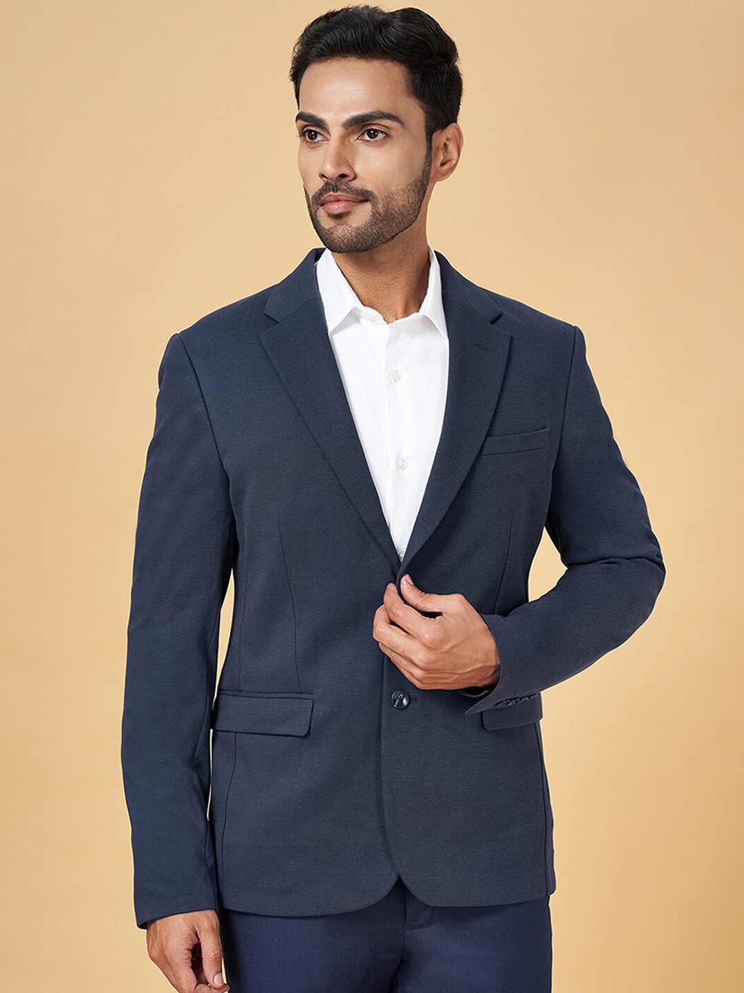 

BYFORD by Pantaloons Slim-Fit Single-Breasted Formal Blazer, Navy blue