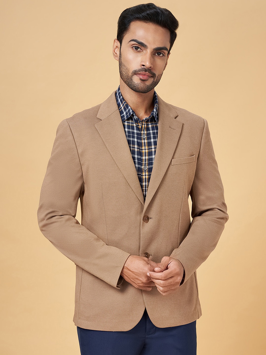

BYFORD by Pantaloons Single-Breasted Slim-Fit Formal Blazers, Khaki