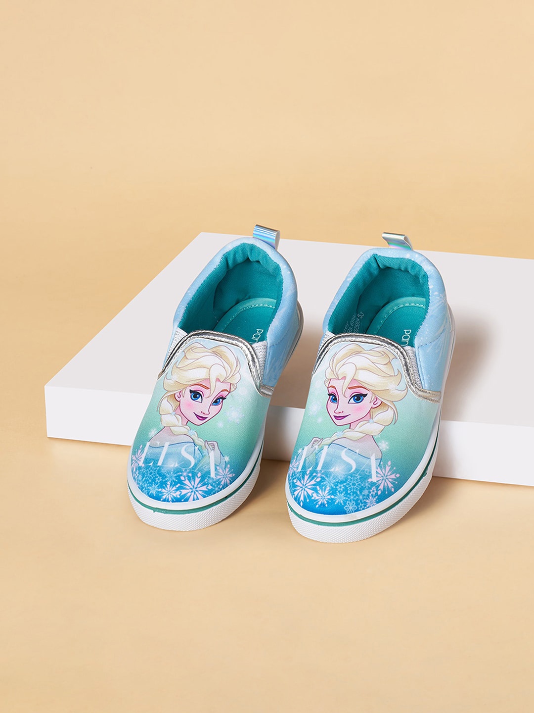 

Pantaloons Junior Girls Frozen Printed Comfort Insole Slip-On Sneakers, Green