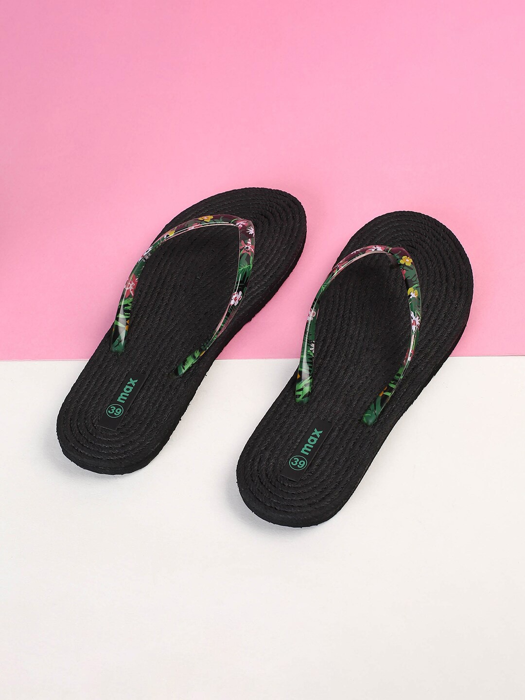 

max Women Printed Thong Flip-Flops, Black