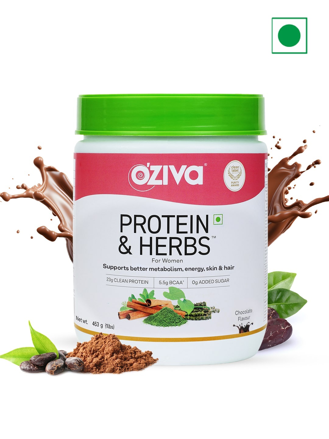 

OZiva Women Protein & Herbs for Weight Management (453 g, Chocolate), White