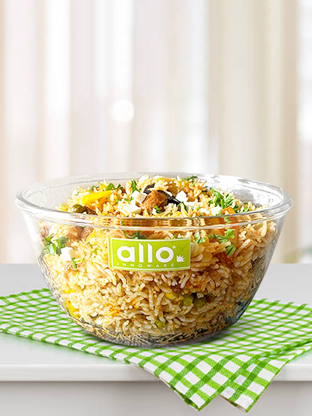 

Allo Glass Mixing & Serving Bowl, Oven & Microwave Safe, Freezer & Dishwasher Safe, 2100ML, Transparent