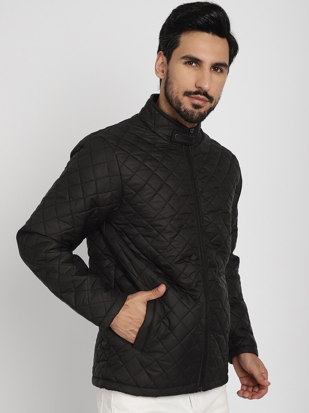 

9ty3ree Stand Collar Insulator Quilted Jacket, Black