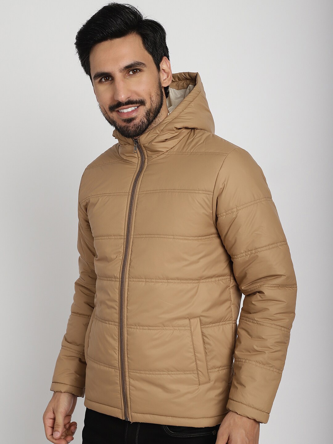 

9ty3ree Hooded Long Sleeves Insulator Padded Jacket, Tan