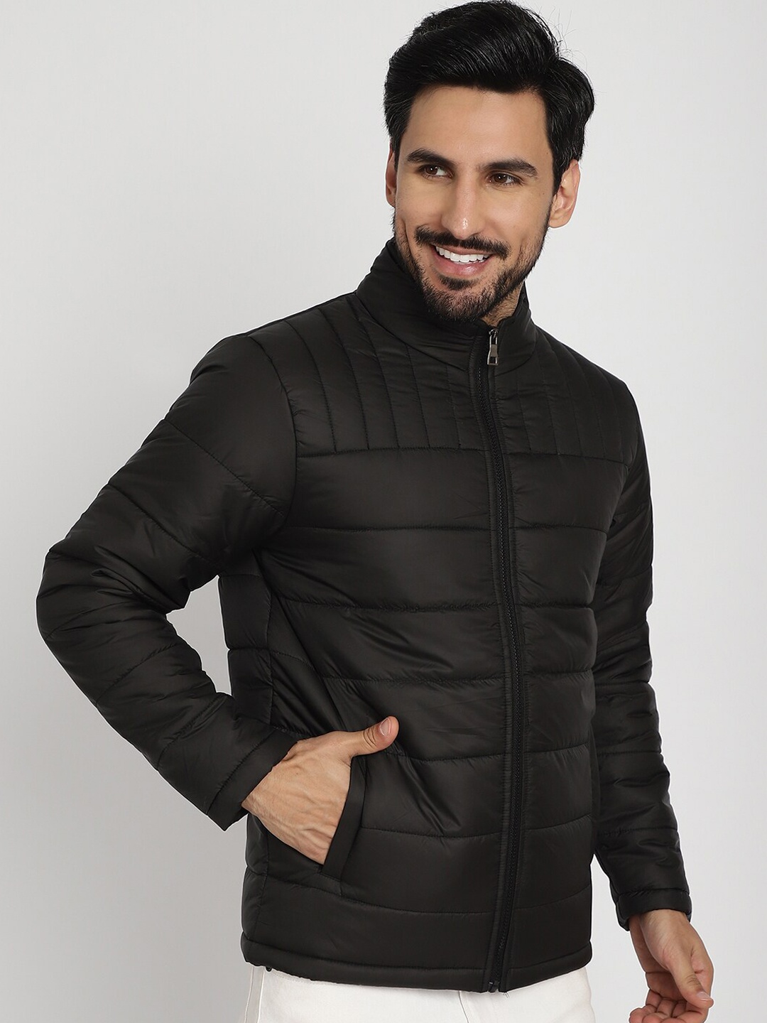 

9ty3ree Mock Collar Insulator Puffer Jacket, Black