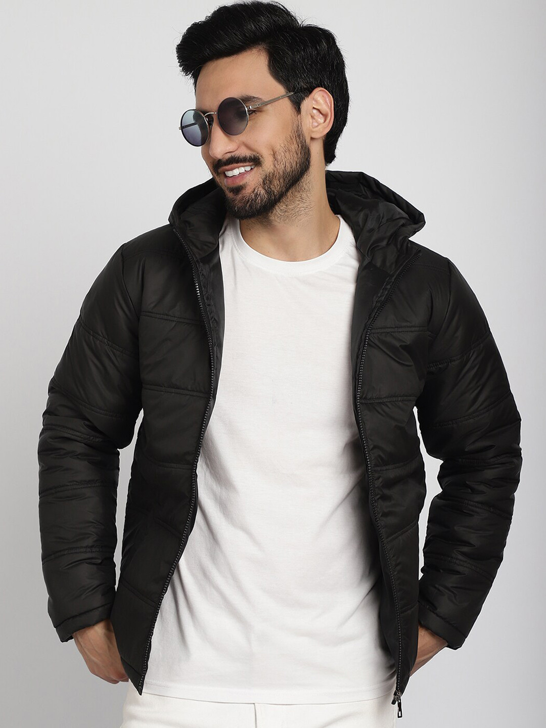 

9ty3ree Hooded Long Sleeves Insulator Padded Jacket, Black