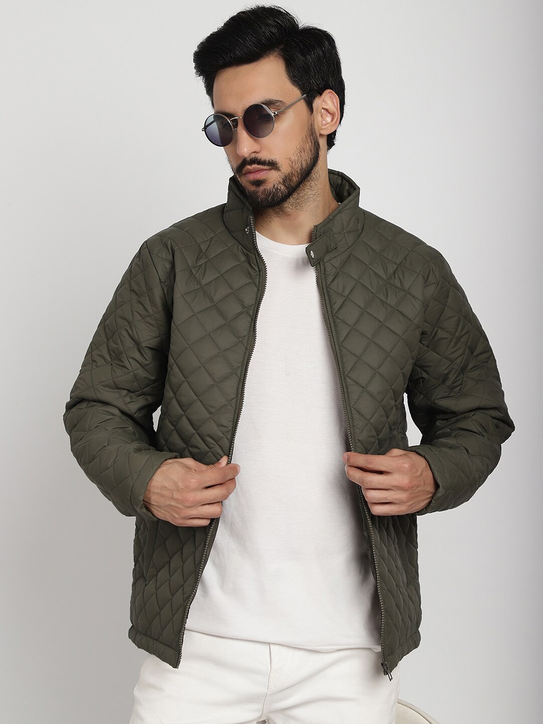 

9ty3ree Mock Collar Insulator Quilted Jacket, Olive