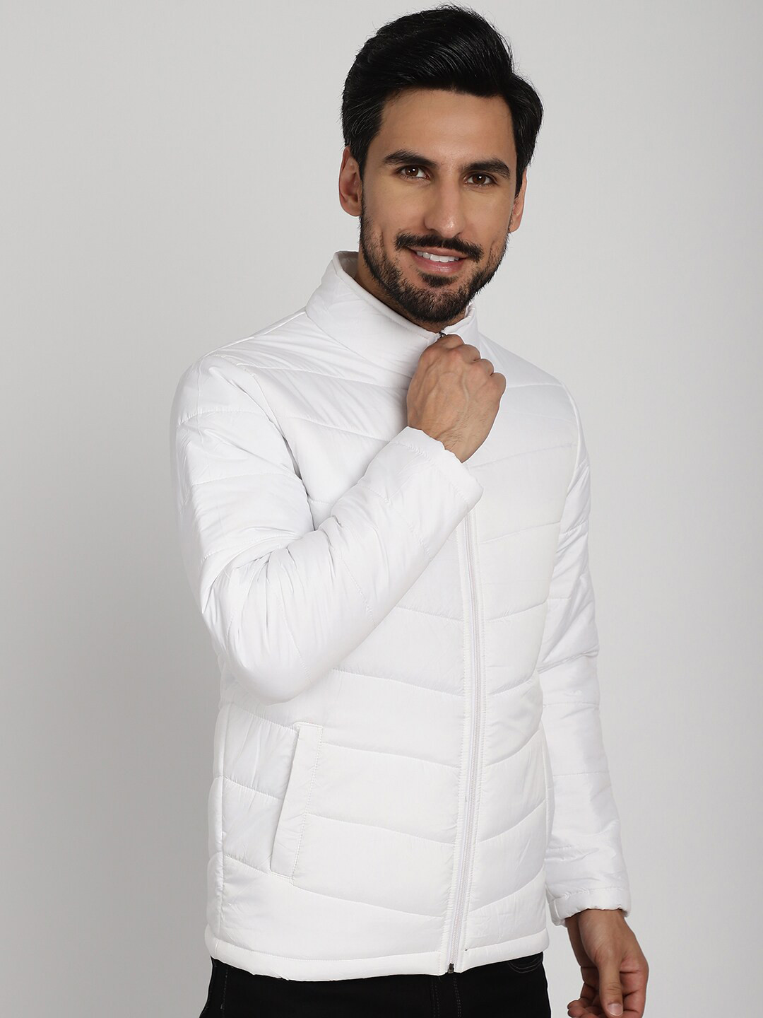 

9ty3ree Mock Collar Long Sleeves Insulator Padded Jacket, White