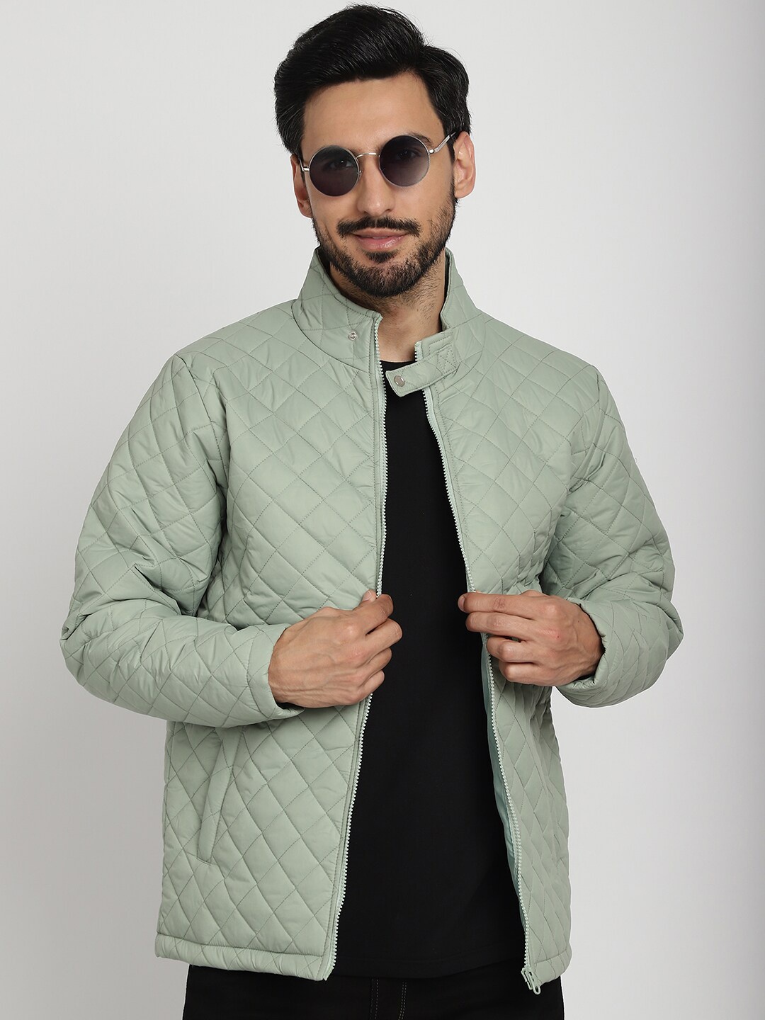 

9ty3ree Mock Collar Insulator Quilted Jacket, Sea green