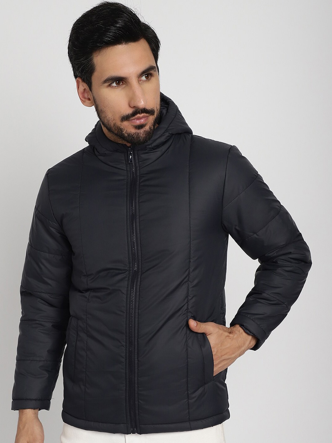9ty3ree Hooded Insulator Padded Jacket, Navy blue