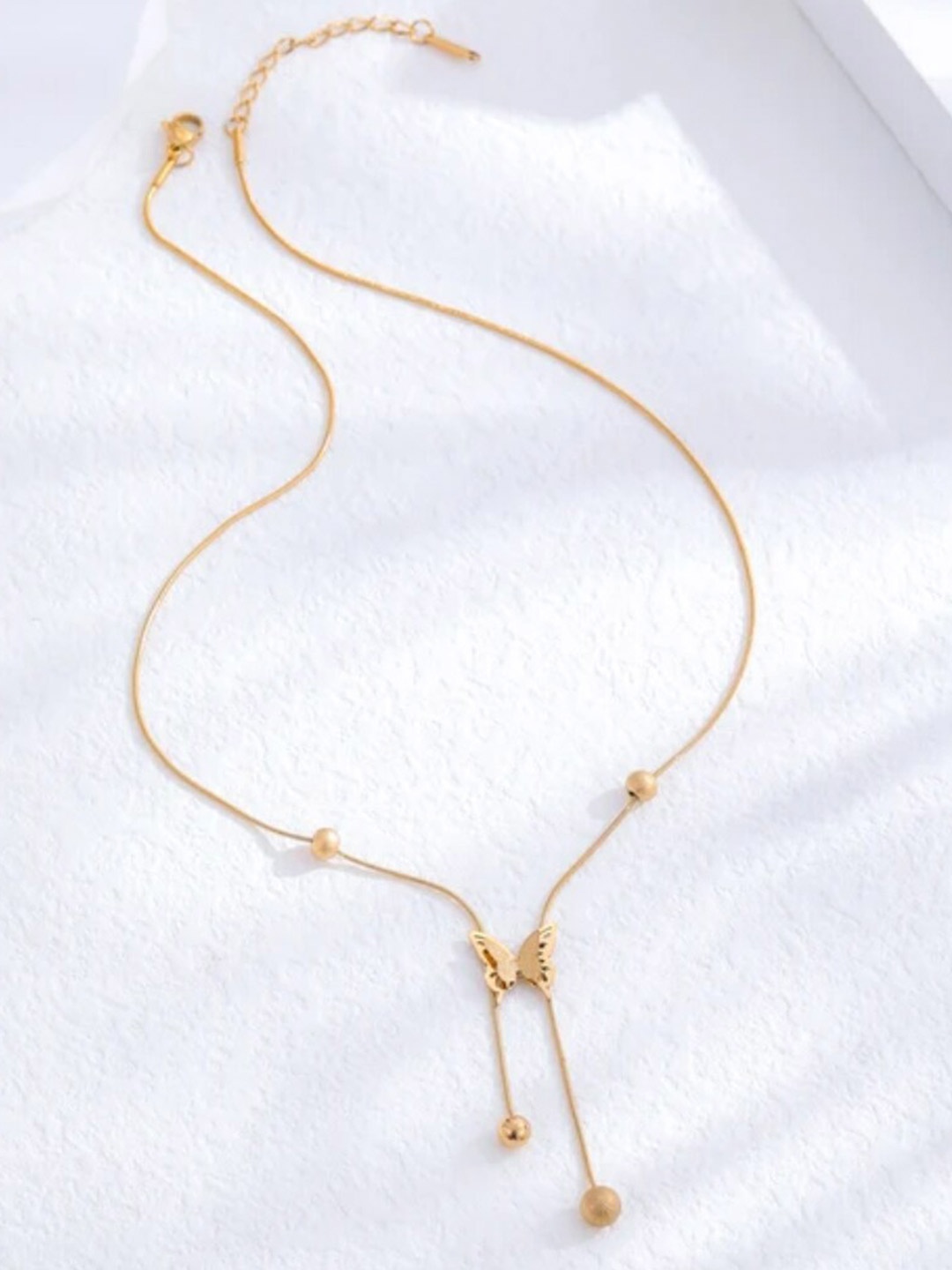 

SALTY Butterfly Charm Minimal Necklace, Gold