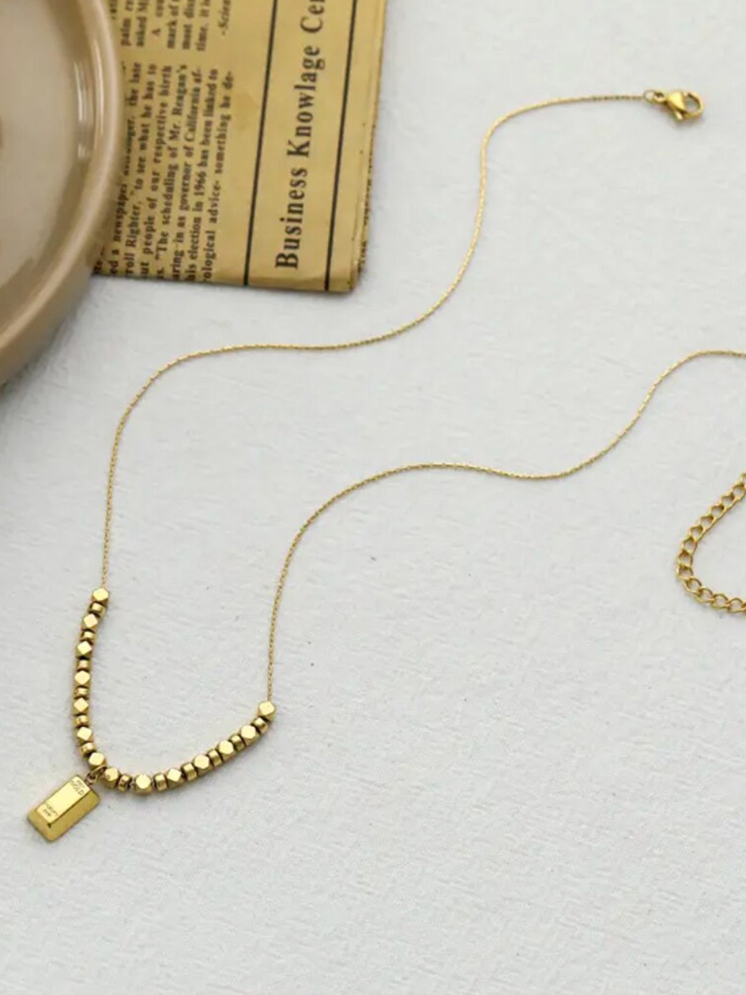 

SALTY Alloy Beads Minimal Necklace, Gold