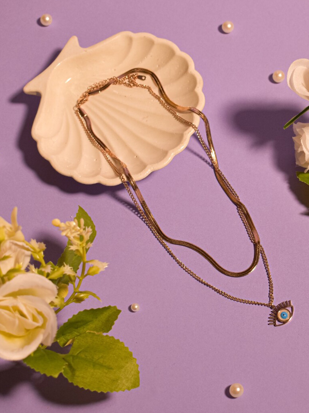 

SALTY Women Nyx Evil Eye Chain, Rose gold