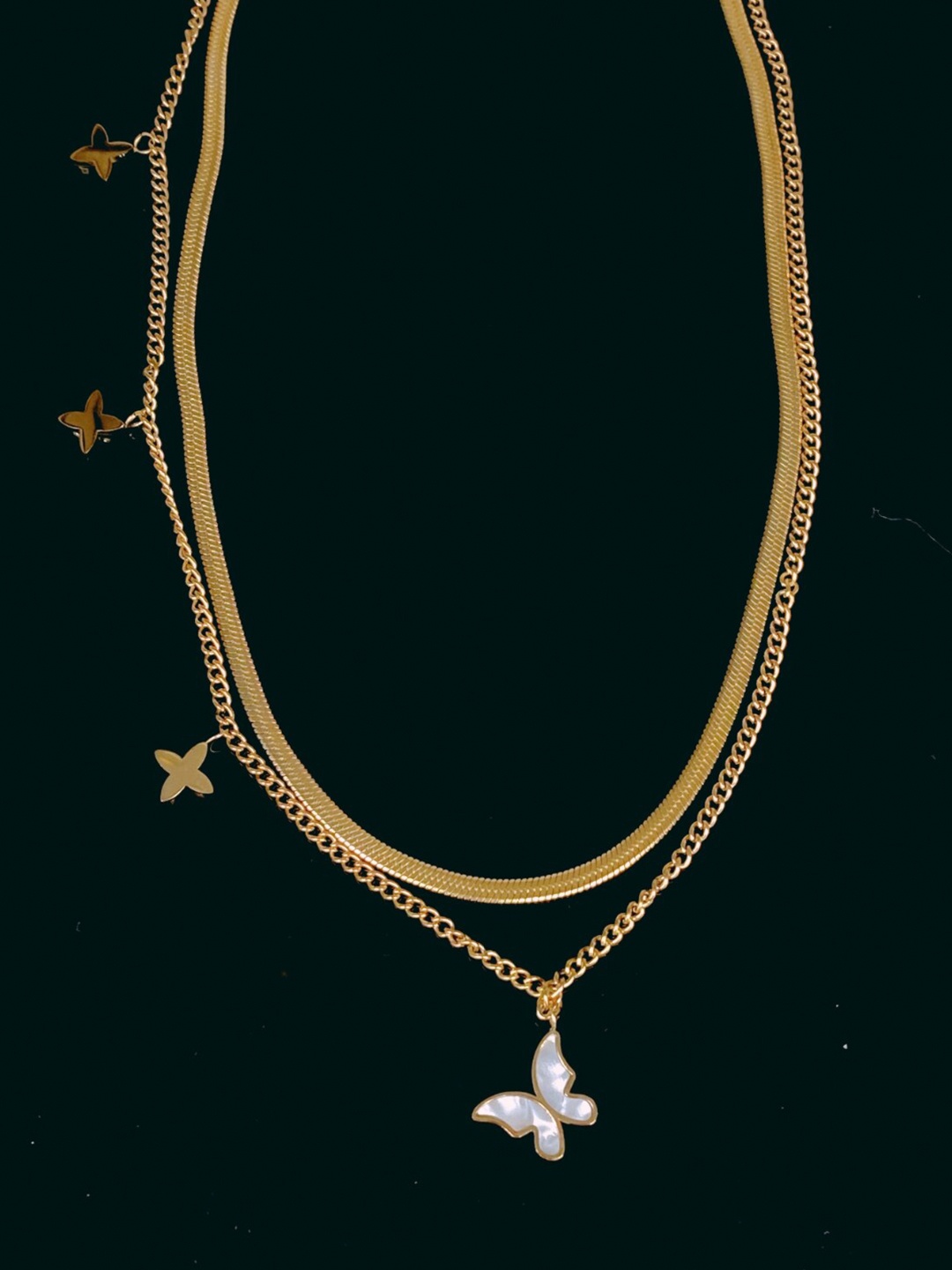 

SALTY Butterflies Layered Necklace, Gold