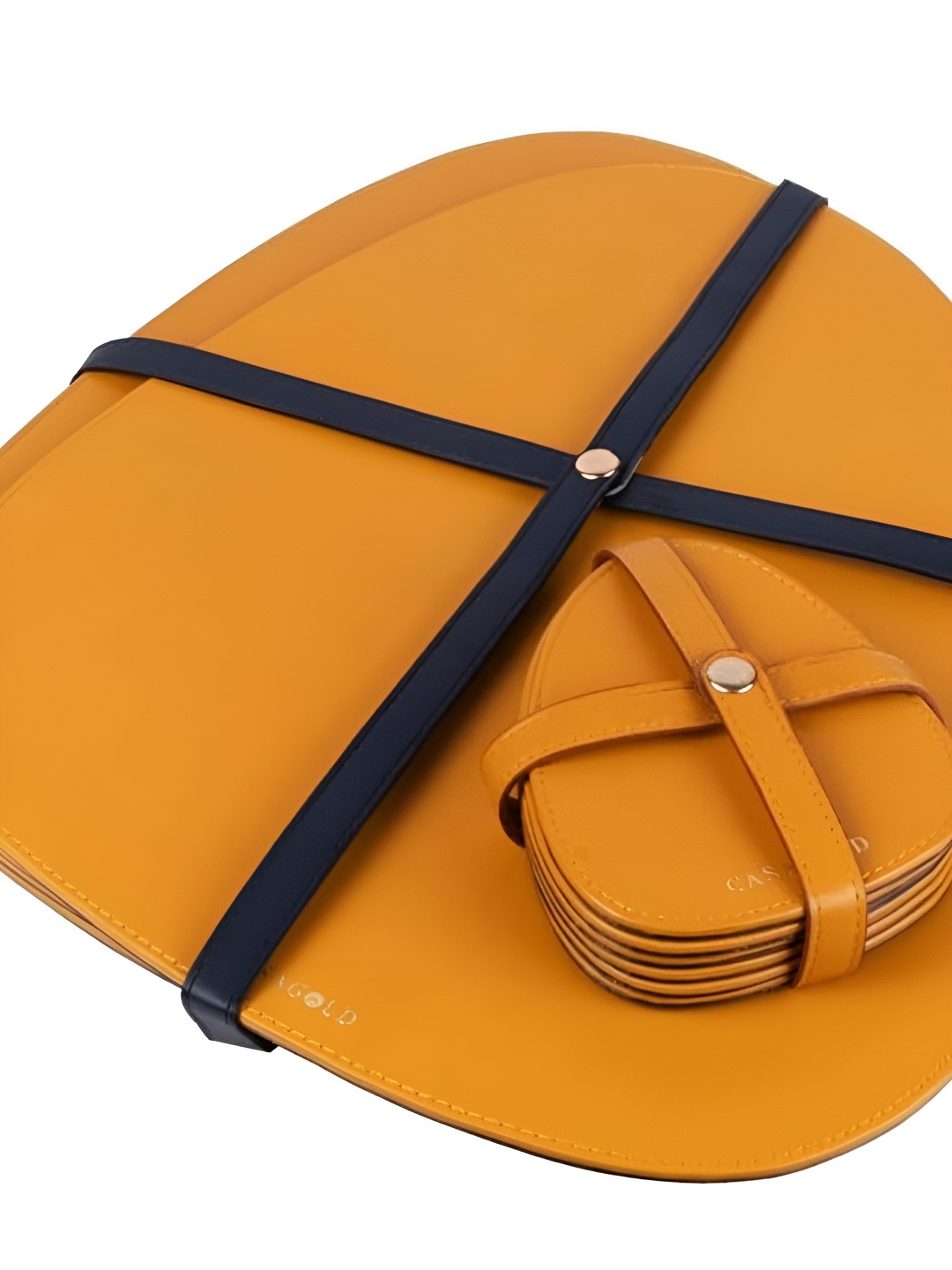 

CasaGold 6 Pieces Mustard Yellow Leather Table Placemats
