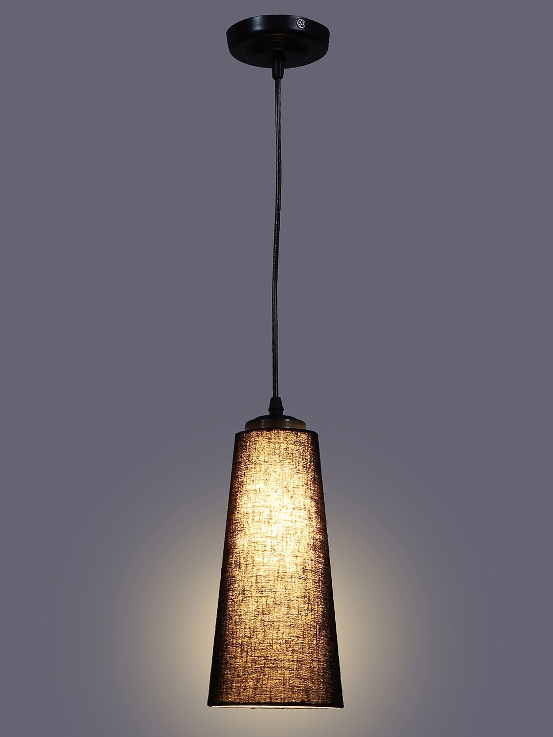 

Devansh Black Textured Adjustable Cord Frustum Shape cotton Shade Hanging Lamp