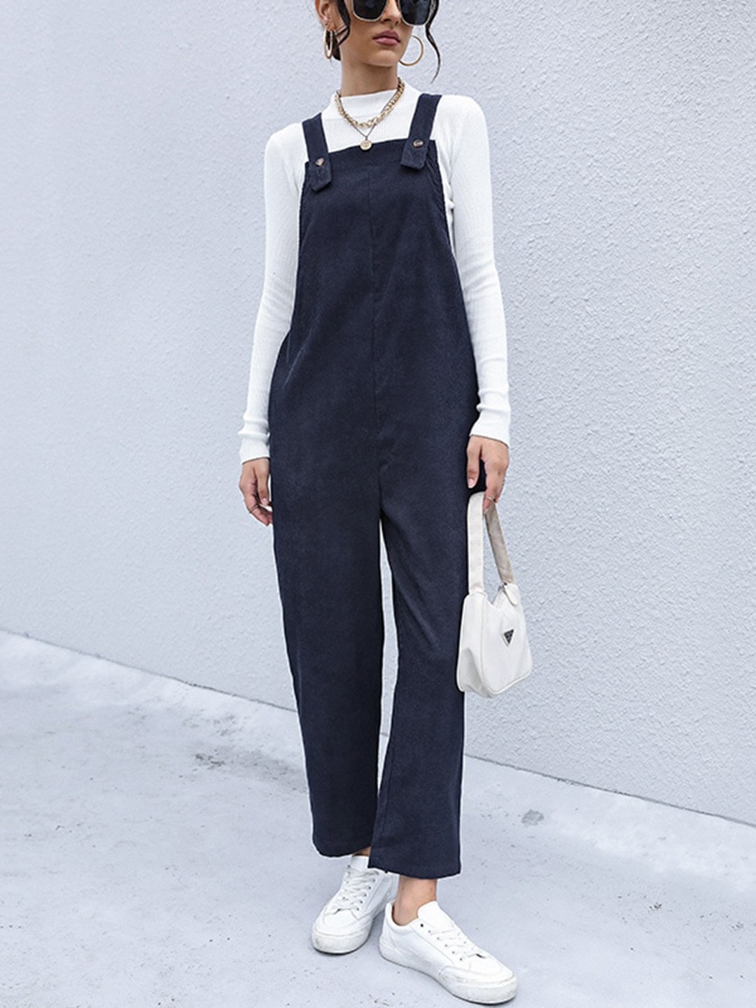 

StyleCast White Shoulder Strap Straight Leg Dungaree, Navy blue