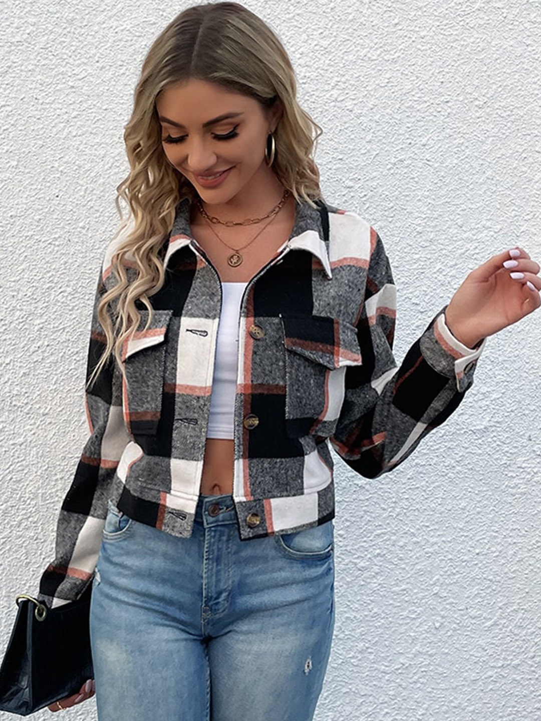 

StyleCast Black & Grey Checked Tailored Jacket