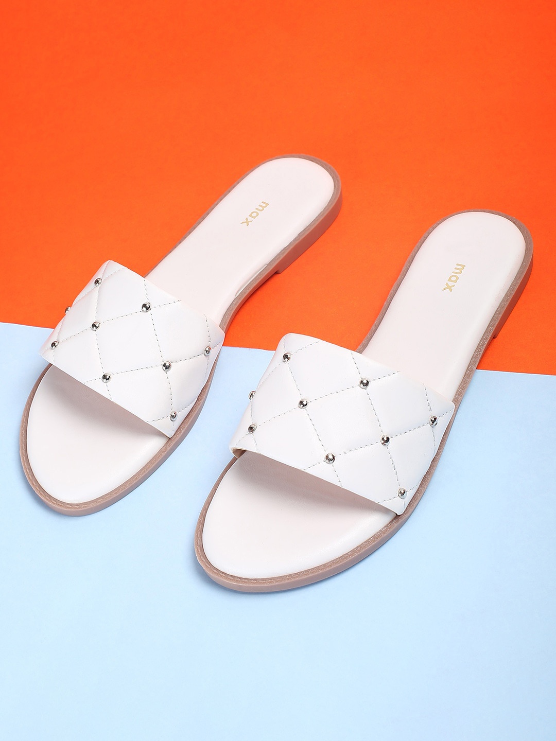 

max Embellished Open Toe Flats, White