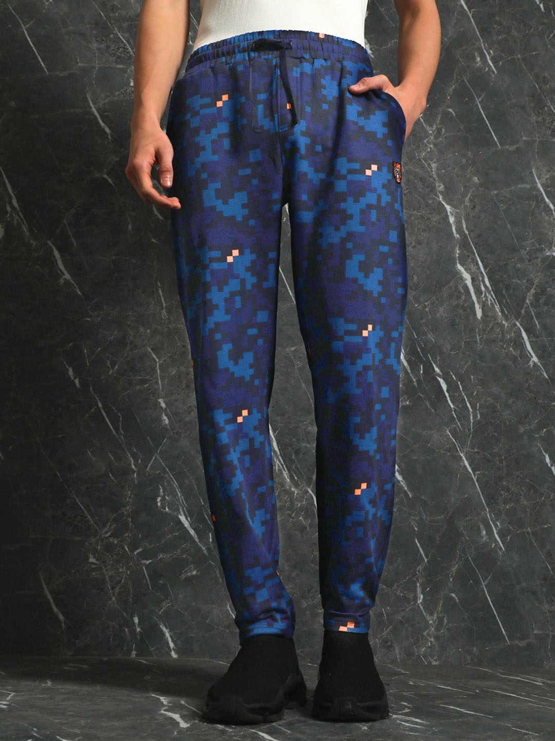 

Breakbounce Men Abstract Printed Straight-Fit Track Pant, Navy blue