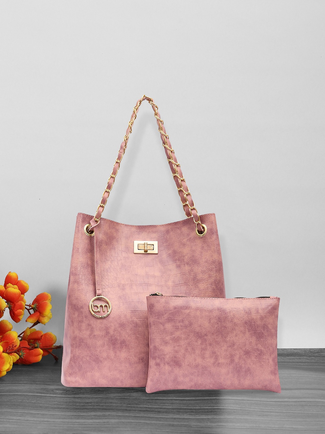 

Bagsy Malone Textured Structured Shoulder Bag, Pink