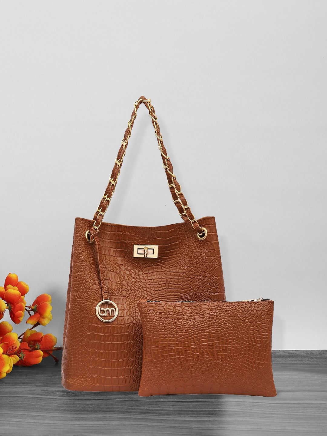 

Bagsy Malone Textured Swagger Shoulder Bag With Pouch, Brown