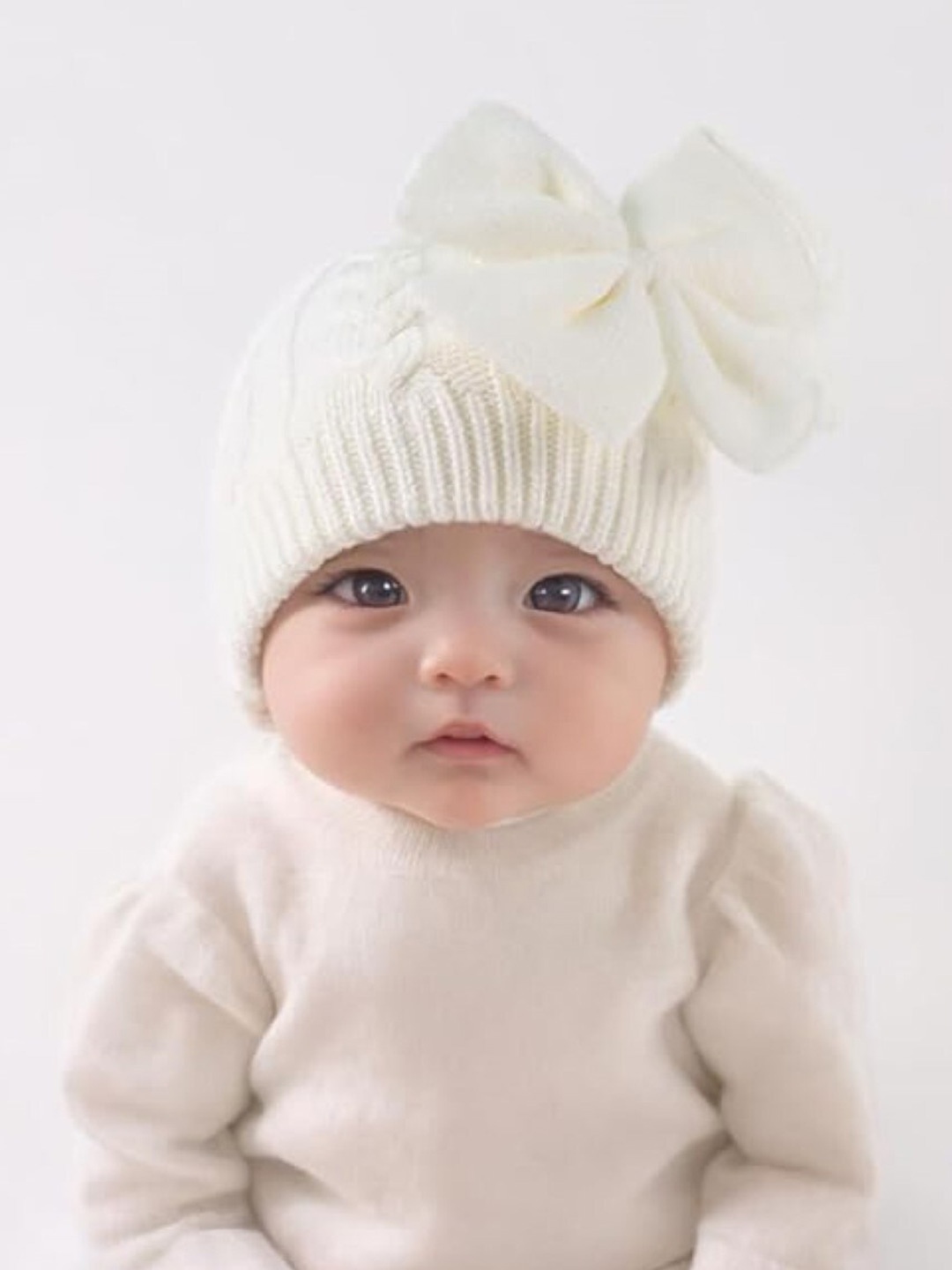 

EL REGALO Kids Self Designed Beanie, Off white