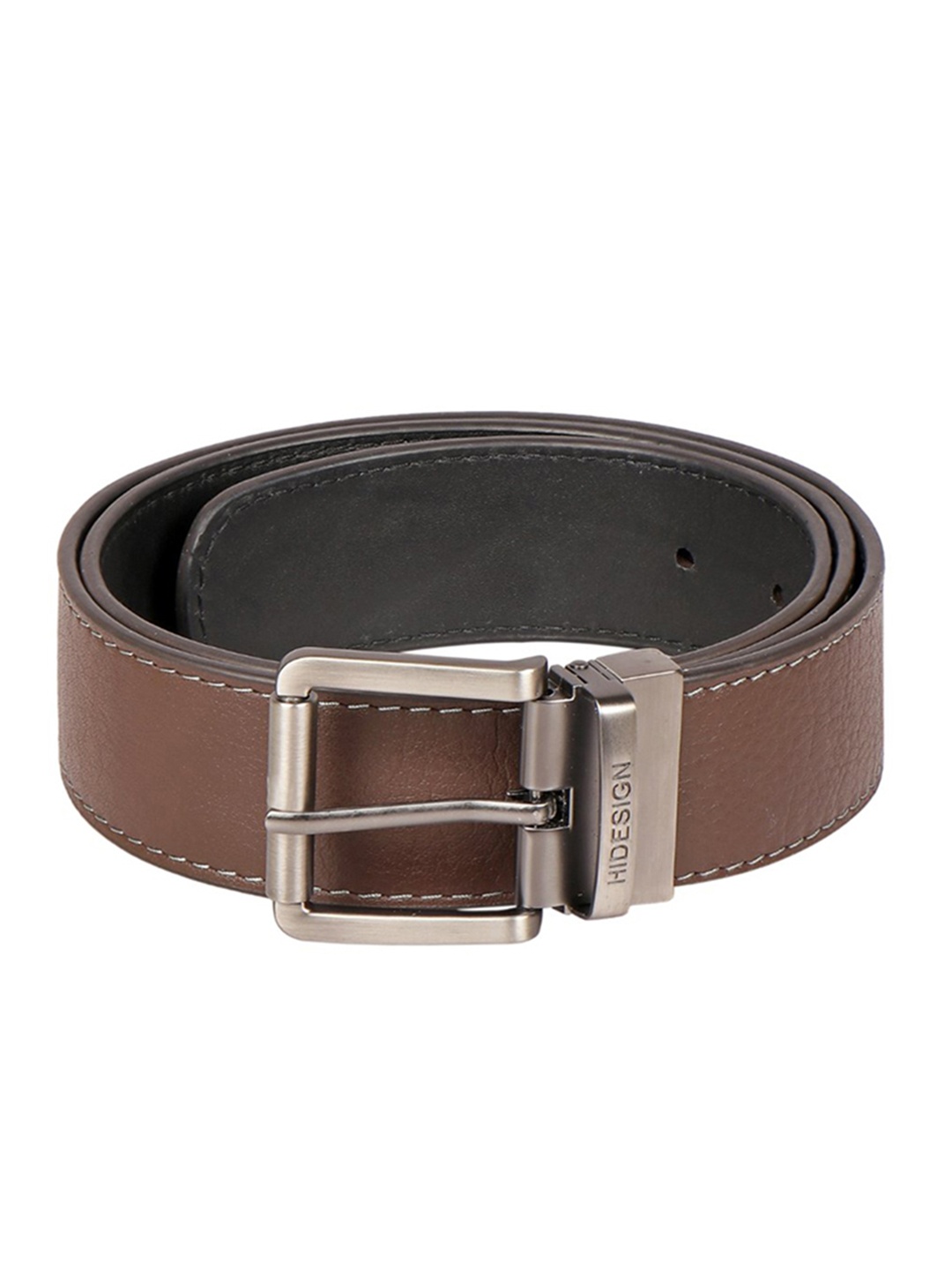 

Hidesign Men Textured Leather Formal Belt, Brown