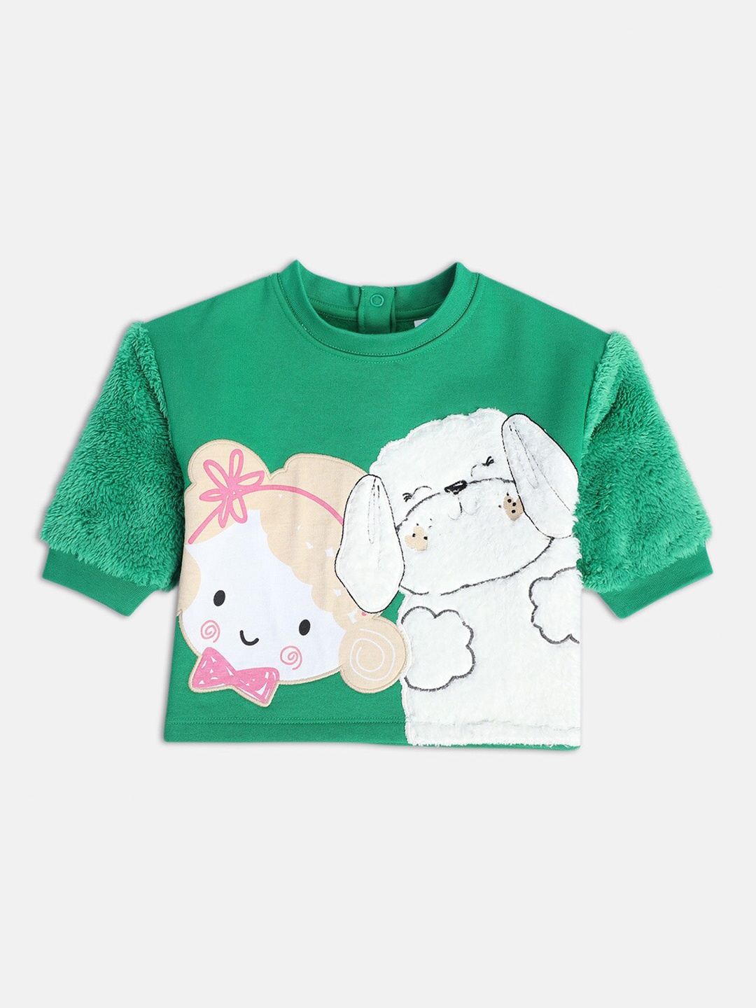 

MINI KLUB Infant Girls Green Graphic Printed Sweatshirt