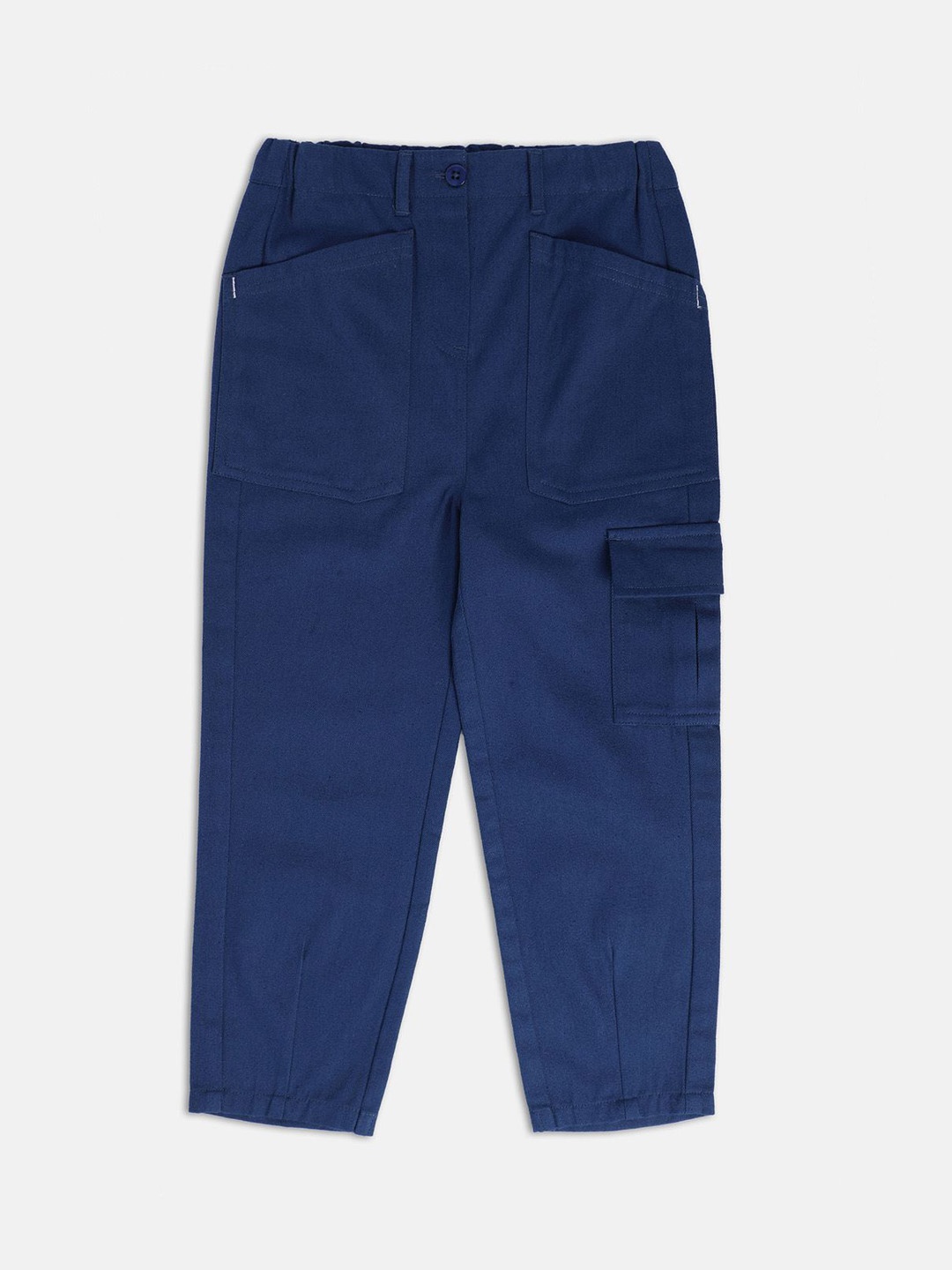 

MINI KLUB Girls Relaxed High Rise Cotton Cargos Trousers, Navy blue