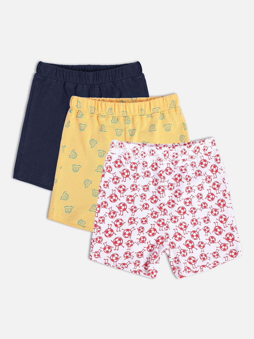 

MINI KLUB Infant Boys Pack Of 3 Floral Printed Cotton Shorts, Navy blue