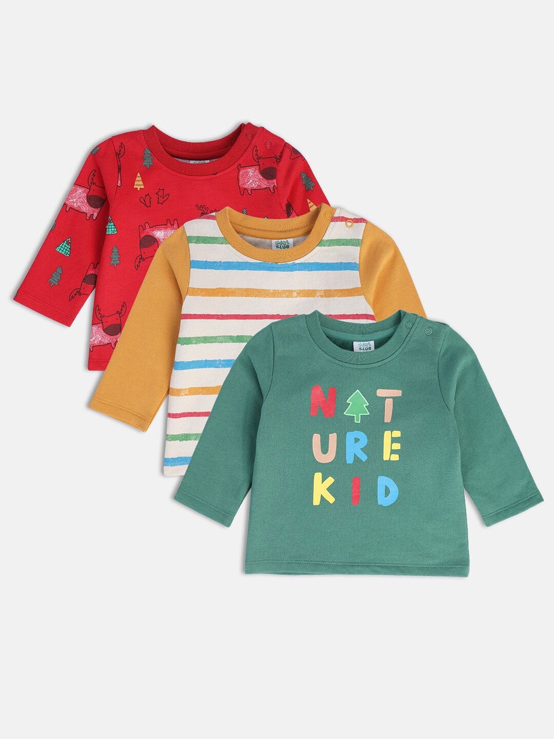 

MINI KLUB Boys Pack Of 3 Printed Cotton T-shirt, Red