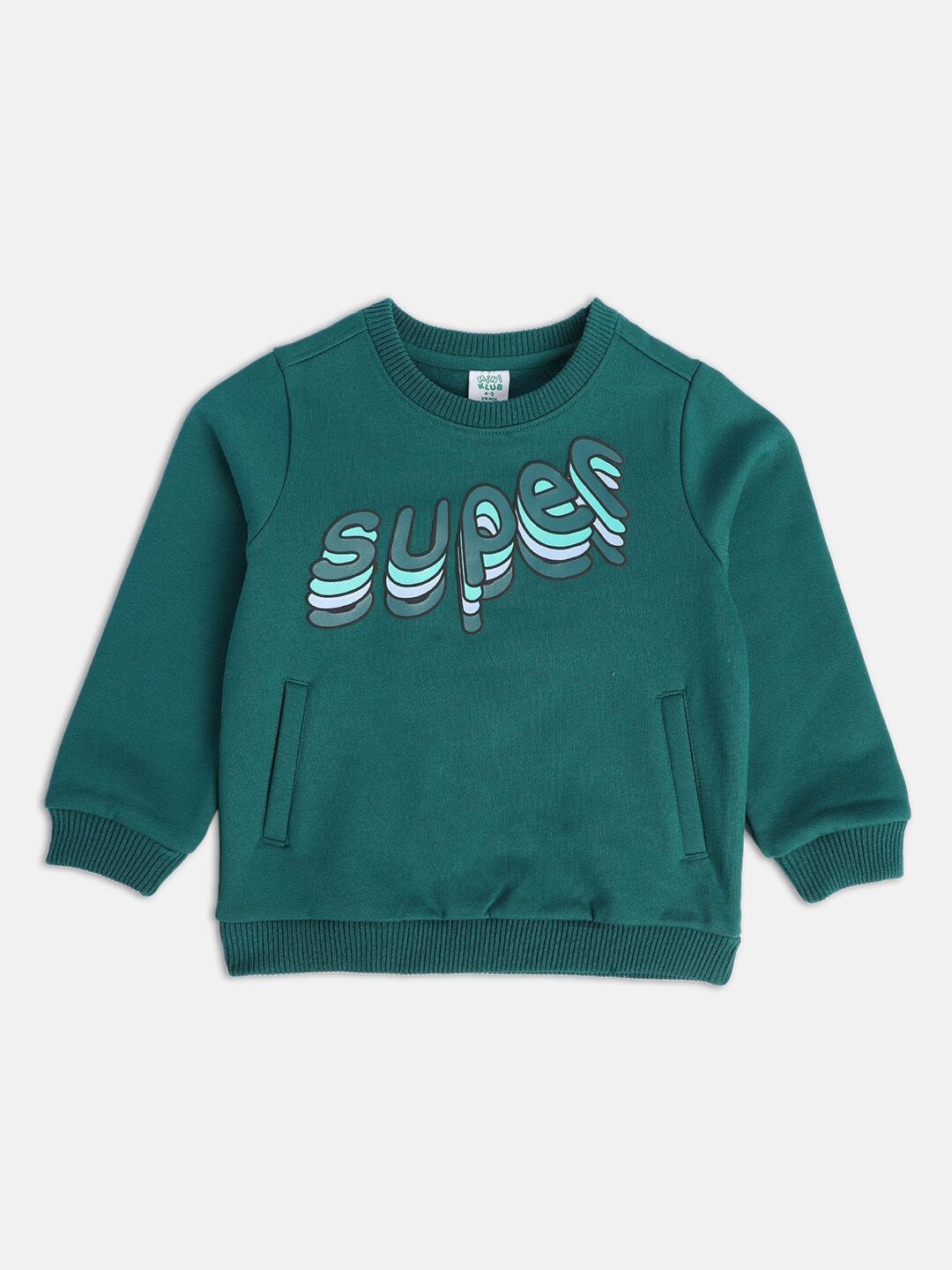 

MINI KLUB Boys Typography Printed Sweatshirt, Green