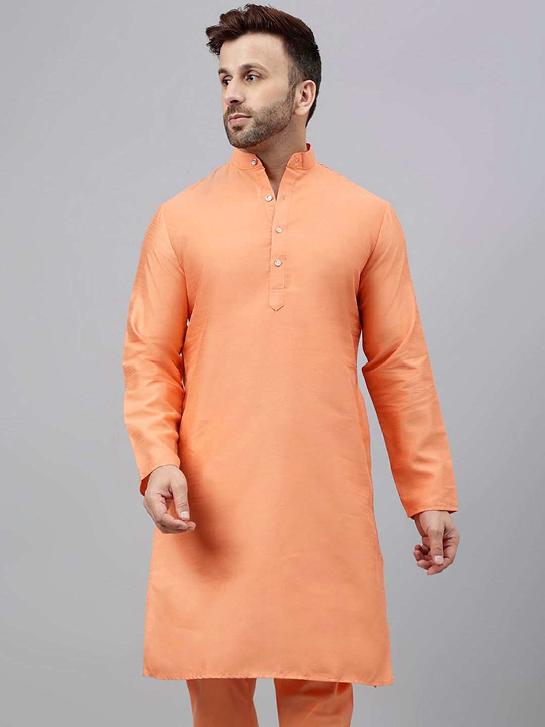 

Hangup Mandarin Collar Straight Kurta, Peach