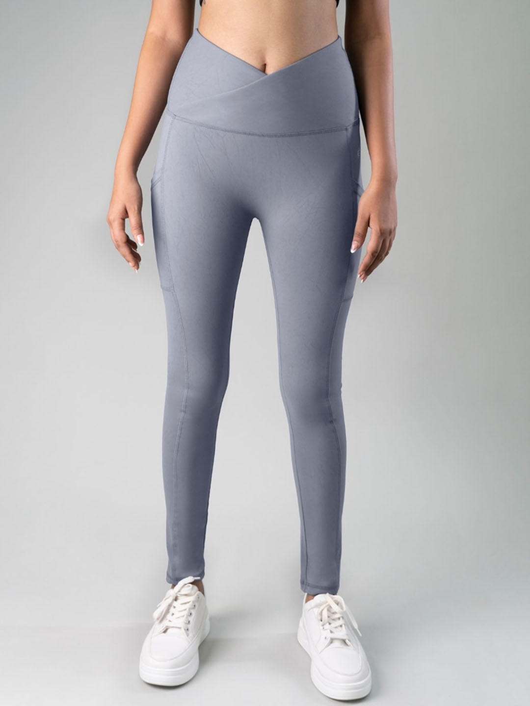 

FLURR Women Antimicrobial Ankle-Length Cross Belt Tight, Grey